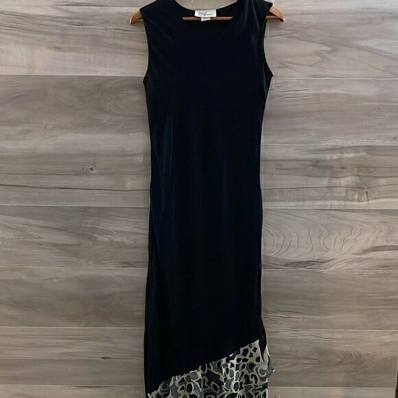 Vintage EY Signature Womens Black V Neck Sleeveless Lined Maxi Dress Size Medium - Picture 1 of 9